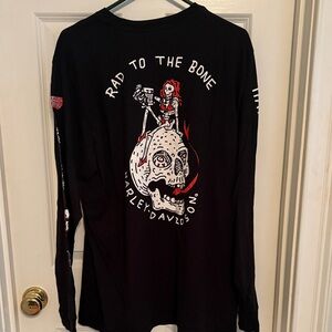 Harley-Davidson Men's Black "Rad to the Bone" Long Sleeve Graphic Shirt